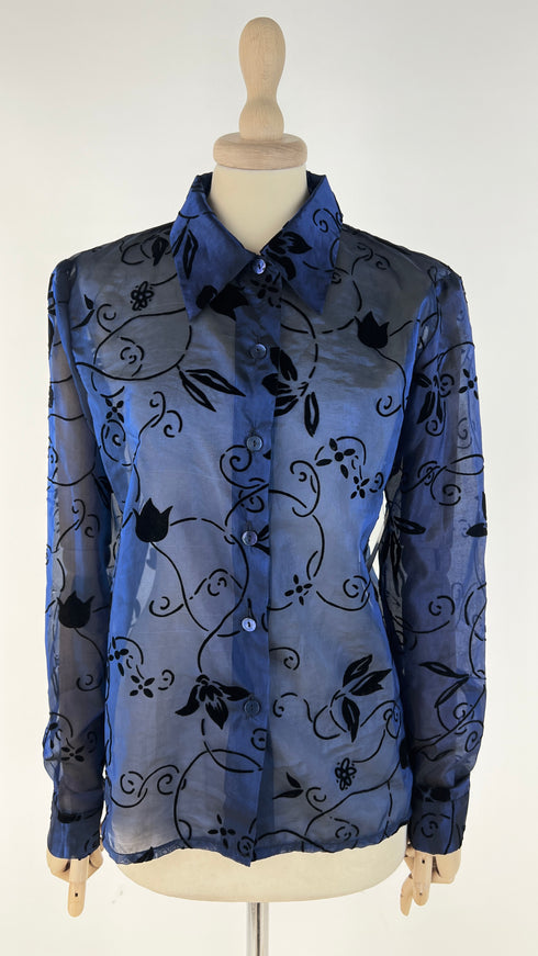 Camicia velluto dévoré blu