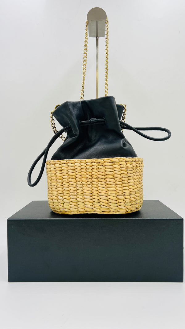 Borsa pelle e raffia