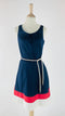 Abito midi svasato color block cinta