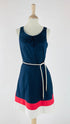 Abito midi svasato color block cinta