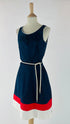 Abito midi svasato color block cinta