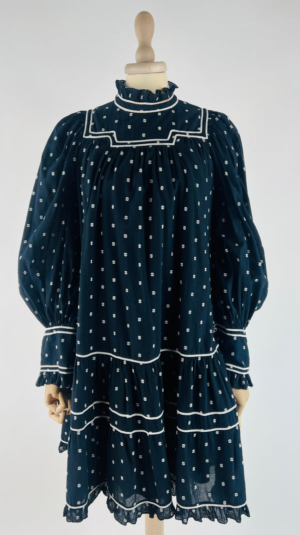 Abito corto a pois in cotone