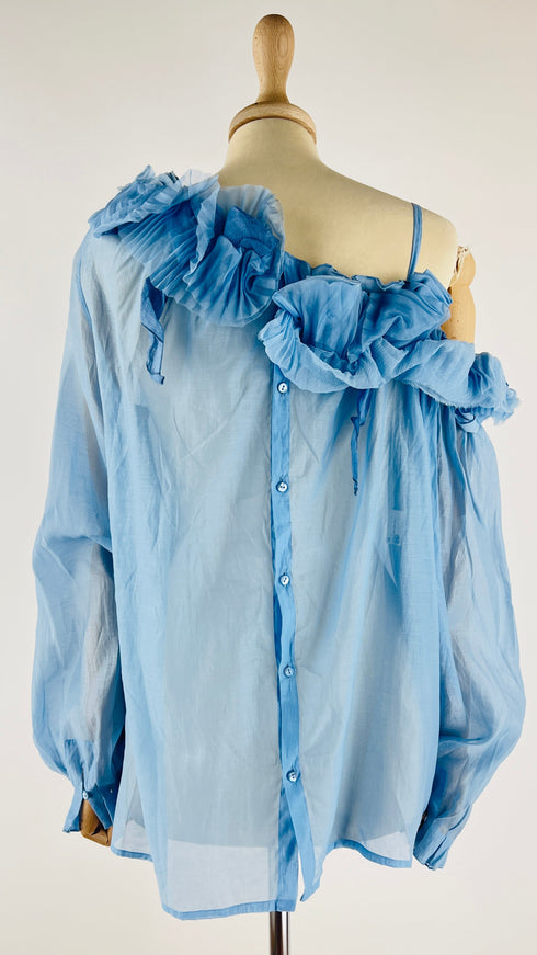 Top monospalla con ruche