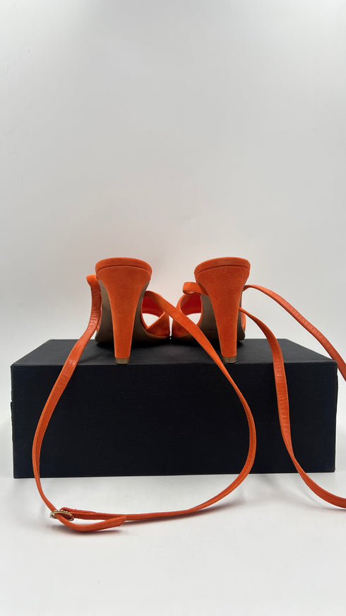 Sandalo in suede arancione N.41