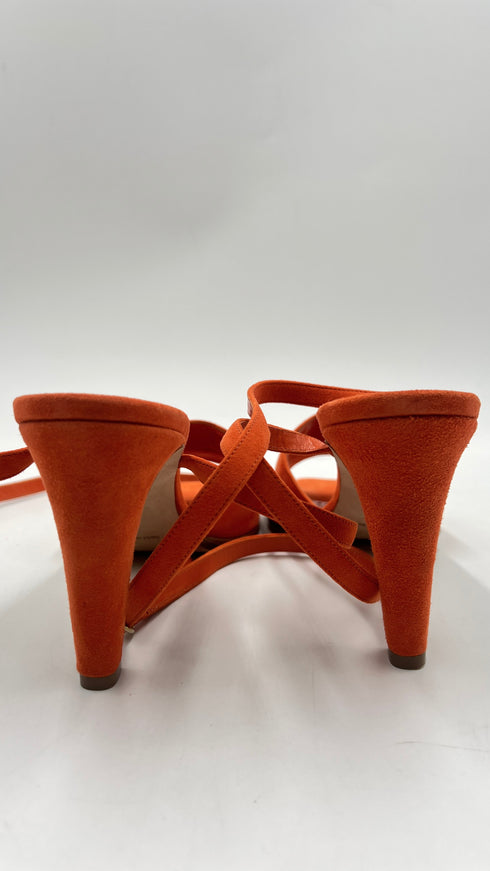 Sandalo in suede arancione N.41