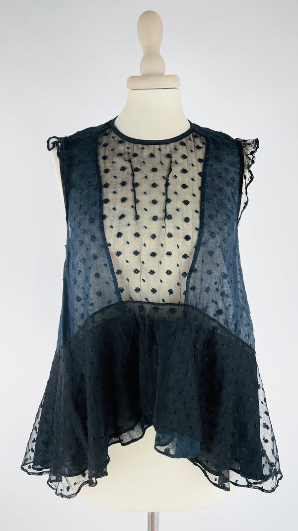 Top bicolor ricamato