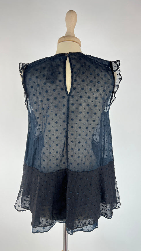 Top bicolor ricamato