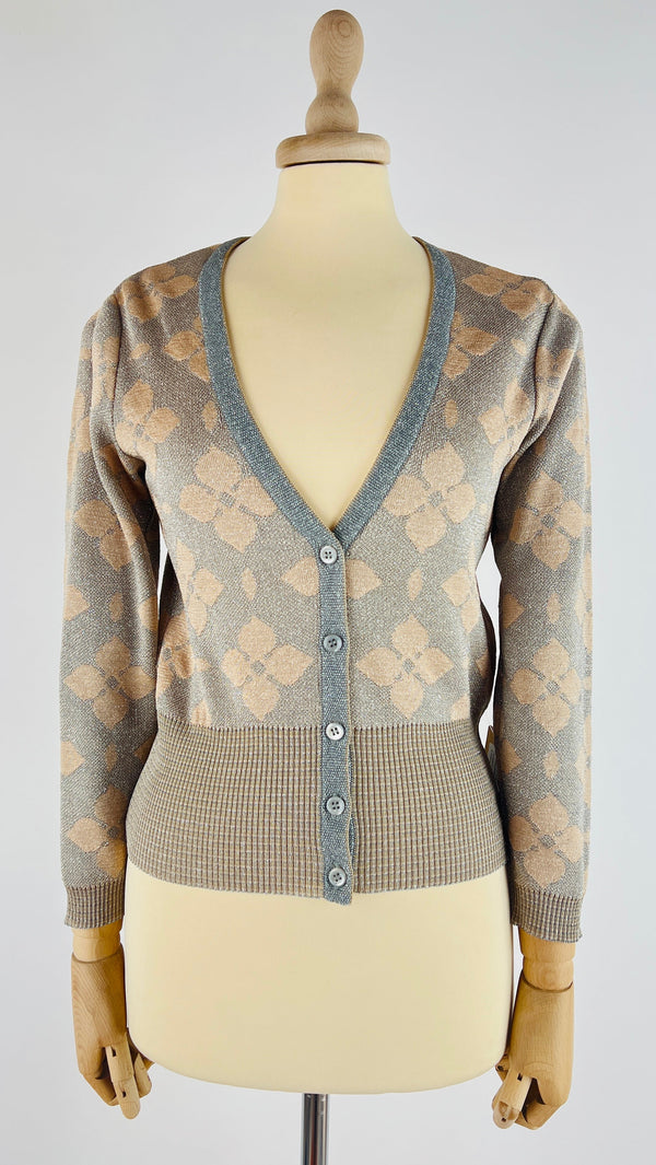 Cardigan fiori lurex