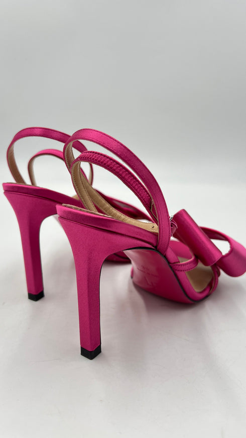 Sandali "Nora" in raso fucsia con box