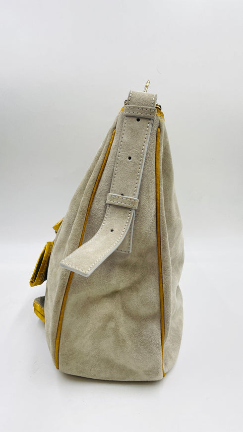 Borsa in suede con rose