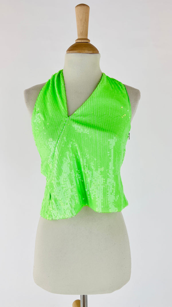 Top monospalla paillettes
