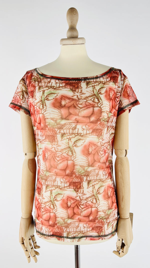 T-shirt rose in mesh