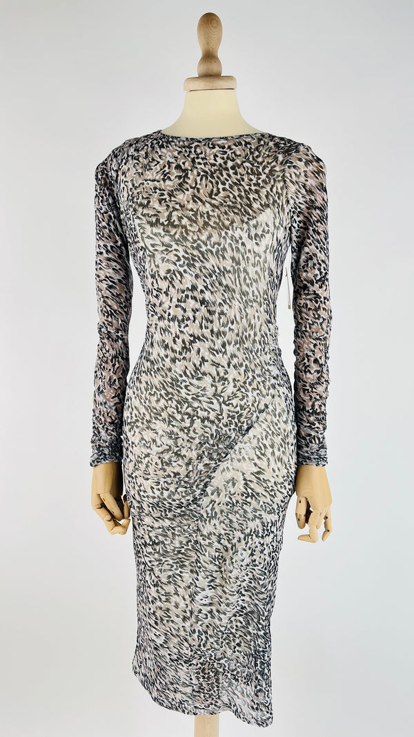 Abito midi in mesh animalier