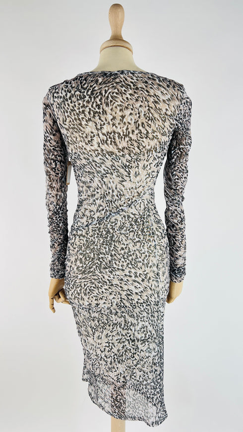 Abito midi in mesh animalier