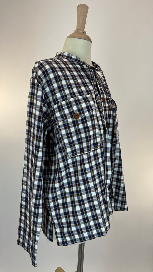 Camicia girocollo tartan con fiocco