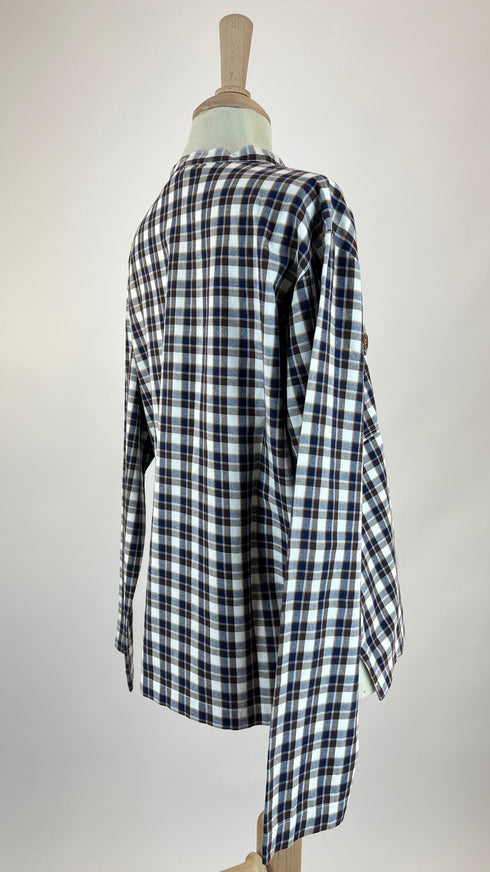 Camicia girocollo tartan con fiocco