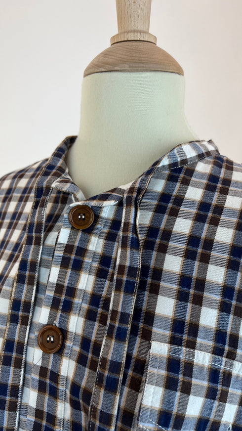 Camicia girocollo tartan con fiocco