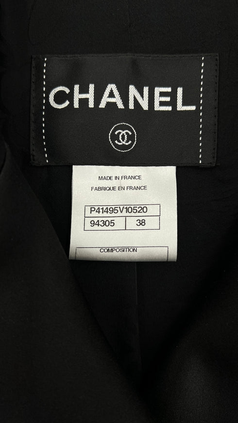 Chanel blazer in raso di seta con bottoni gioiello taglia 42 IT